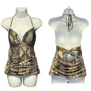 NWT python print halter tankini swim top womens small